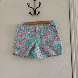 Callahan Pink and Blue Lobster Print High Waist Shorts